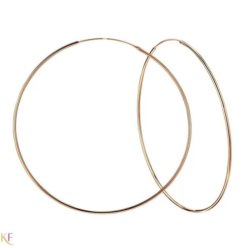 8 cm - Ezüst karika fülbevaló, 14k rózsa arannyal bevont, bronzos színű