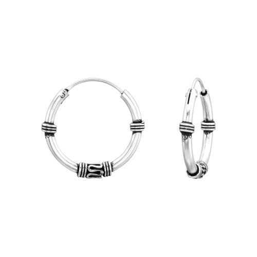 2 mm x 20 mm bali stílusú ezüst karika fülbevaló