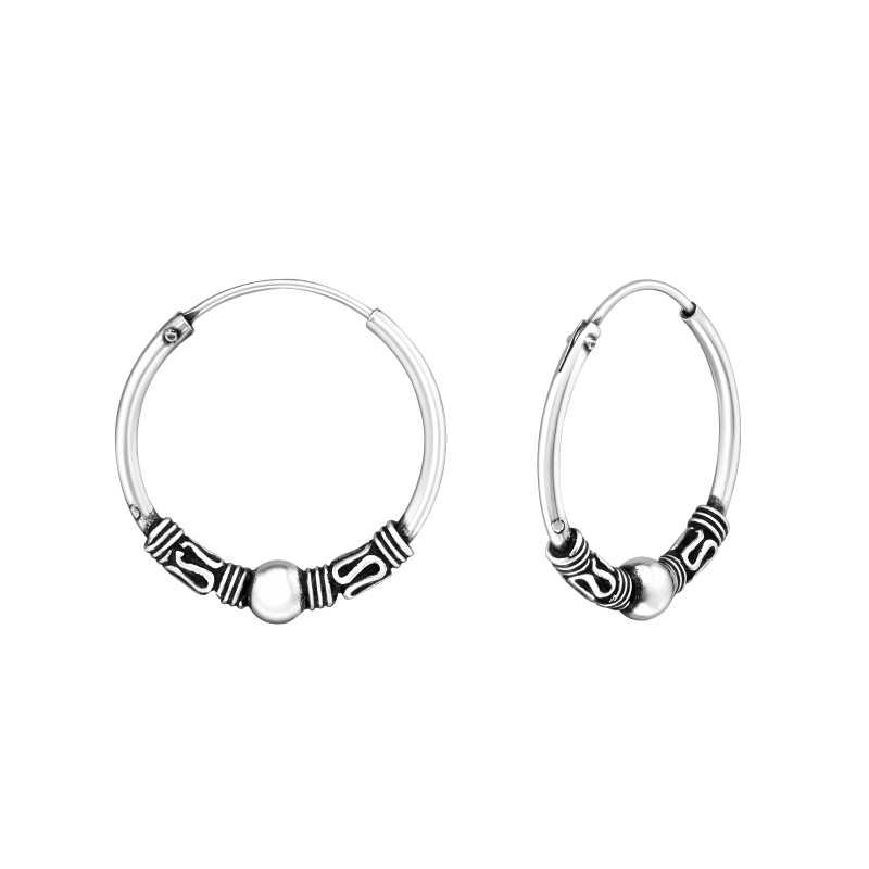 1.2 mm x 18 mm bali stílusú ezüst karika fülbevaló