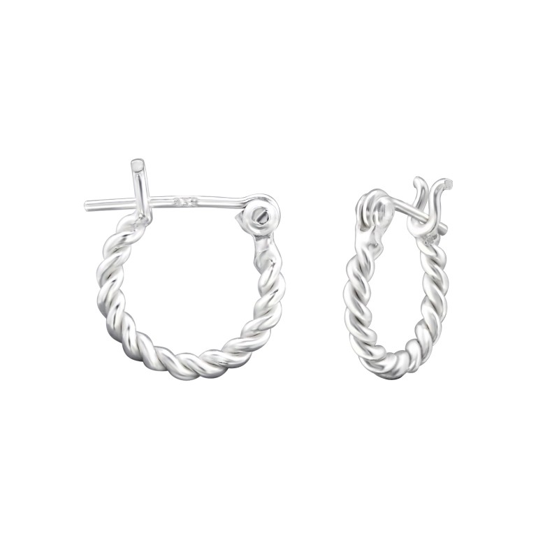 2 mm x 12 mm bali stílusú ezüst karika fülbevaló