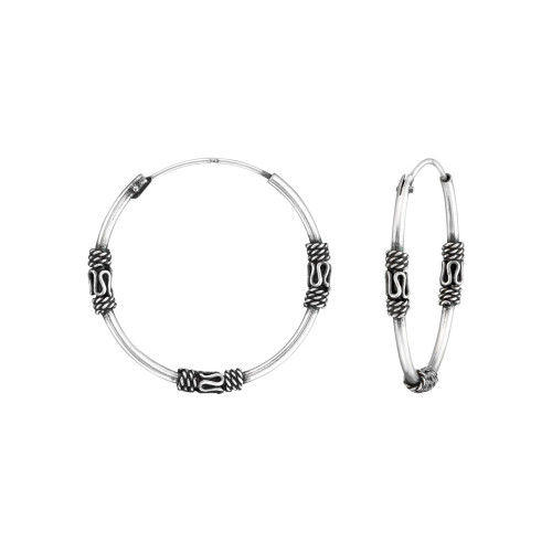 1.2 mm x 24 mm bali stílusú ezüst karika fülbevaló