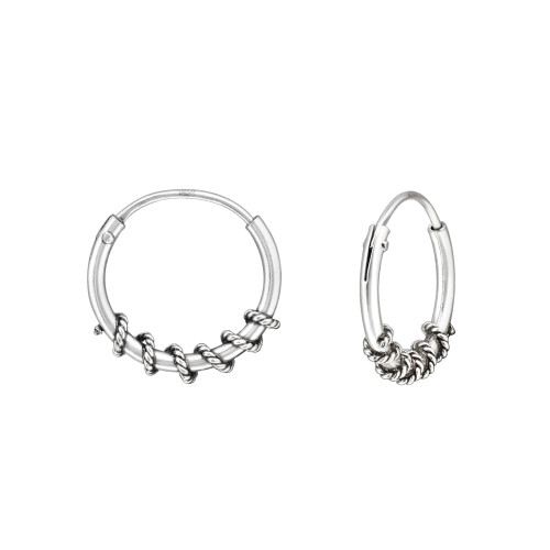 Csavart 925 ezüst karika fülbevaló