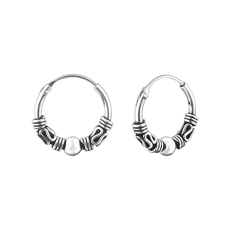1.2 mm x 12 mm Ezüst bali mintázatú fülbevaló