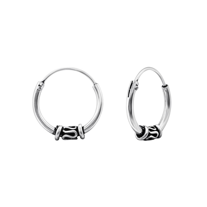 1 mm x 12 mm Ezüst bali mintázatú fülbevaló