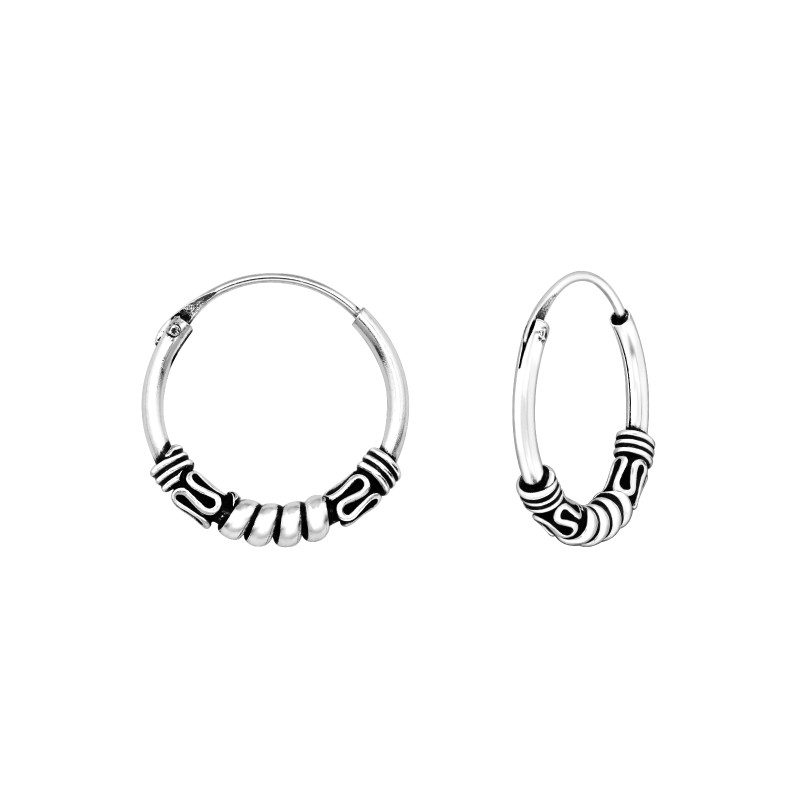 1.2 mm x 14 mm Ezüst bali karika fülbevaló