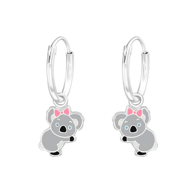 Koala ezüst karikafülbevaló