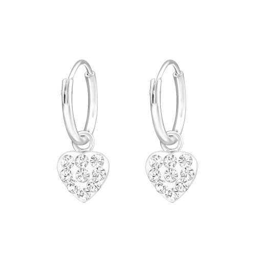 Fehér kristály szív gyermek ezüst karika fülbevaló