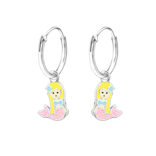 Sellős pasztell gyermek ezüst karika fülbevaló