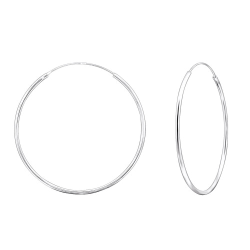 4 cm - Ezüst nagy karika fülbevaló, sima