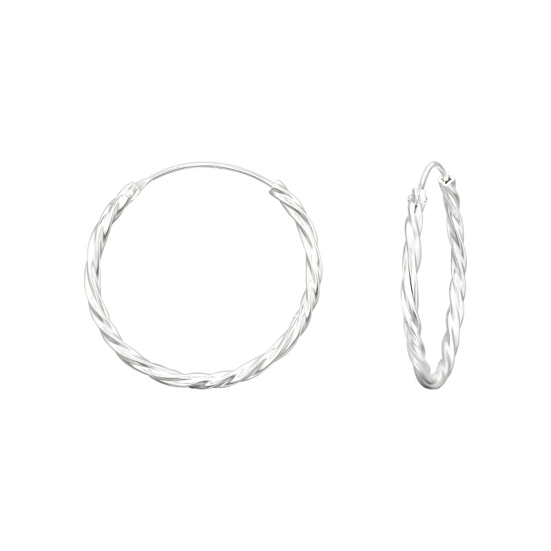 2.5 cm - Ezüst karika fülbevaló, csavart