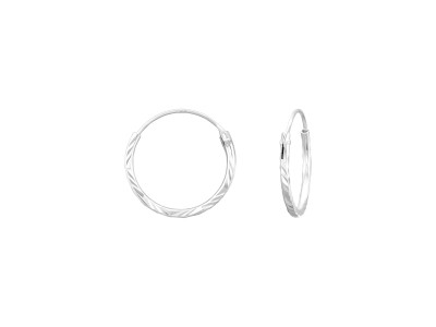 1.4 cm - Ezüst kicsi karika fülbevaló, rovátkás