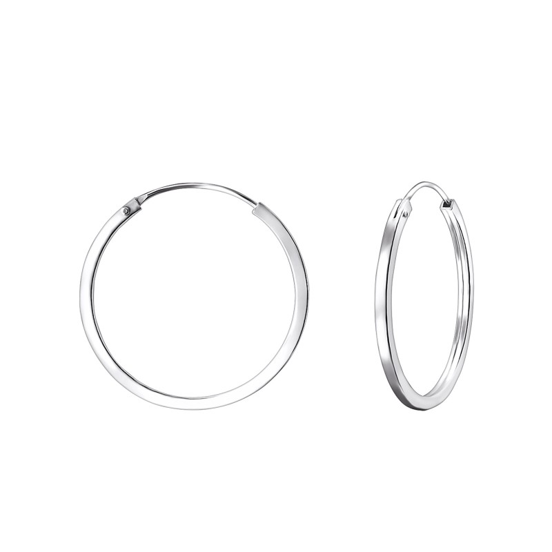 1.5 mm x 25 mm szögletes karika fülbevaló, 925 ezüst