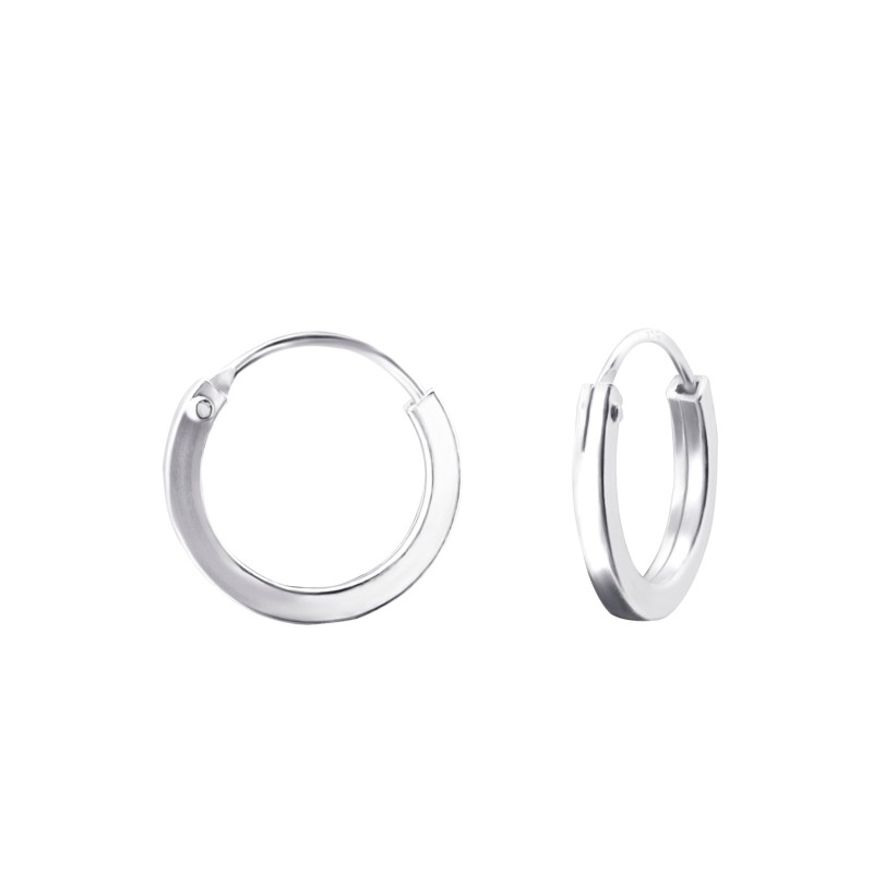 1.5 mm x 12 mm szögletes, kicsi karika fülbevaló, 925 ezüst