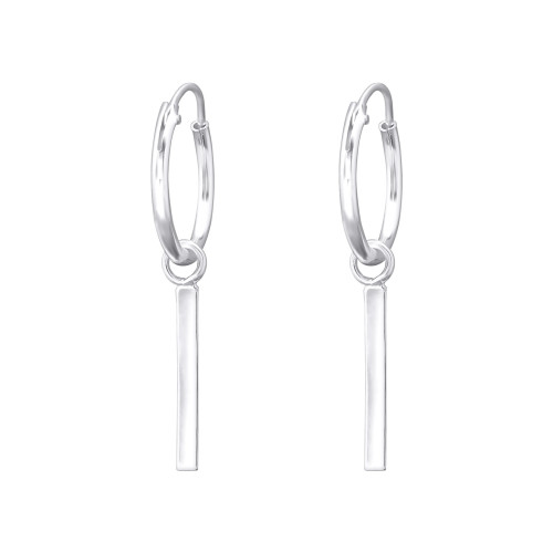 Hosszúkás karika fülbevaló, 925 ezüst