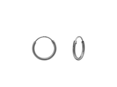 1.2 mm x 10 mm egyszerű alap, sima kicsi karika fülbevaló, 925 ezüst, ruténium