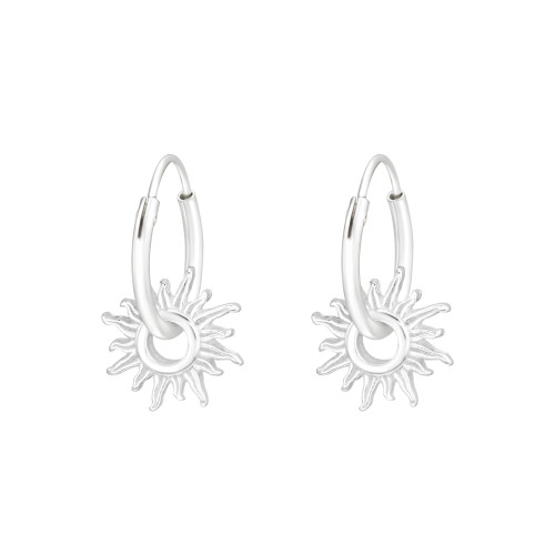 Nap befűzött karika fülbevaló, 925 ezüst