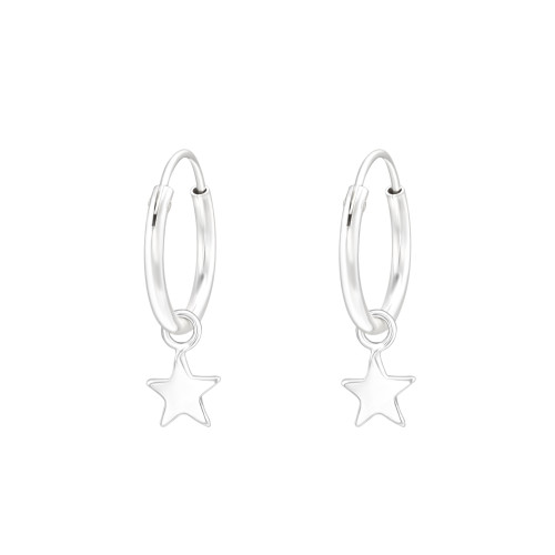 Csillagos karika fülbevaló, 925 ezüst