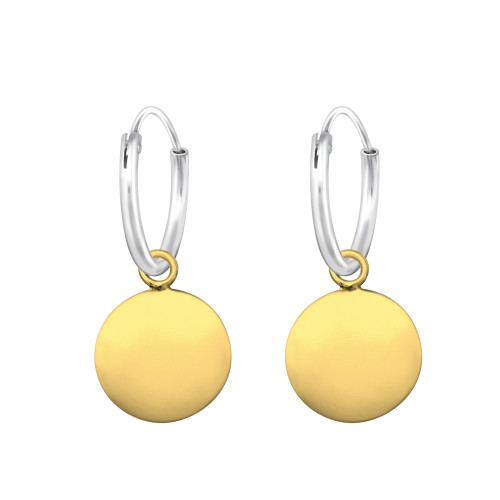 24k aranyozott kerek karika fülbevaló, 925 ezüst