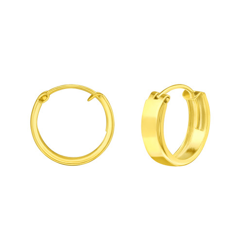 4.1 mm x 14 mm vastag 24k aranyozott kicsi karika fülbevaló, 925 ezüst