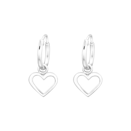 Szíves karika fülbevaló, 925 ezüst