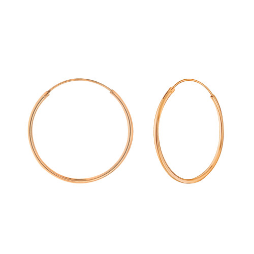 1.2 mm x 25 mm x 18k rózsa aranyozott karika fülbevaló, 925 ezüst