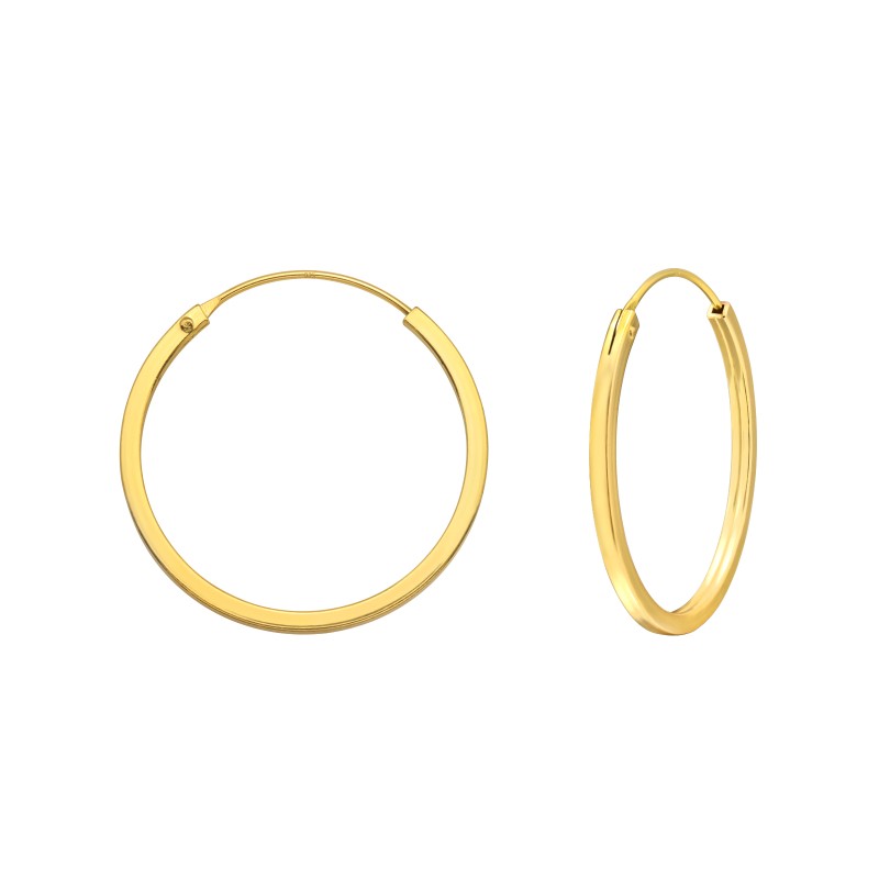 1.5 mm x 25 mm 24k aranyozott egyszerű alap, sima kicsi karika fülbevaló, 925 ezüst