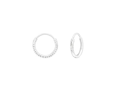 1.2 mm x 10 mm rovátkás kicsi karika fülbevaló, 925 ezüst