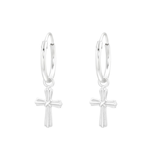 Kereszt karika fülbevaló, 925 ezüst
