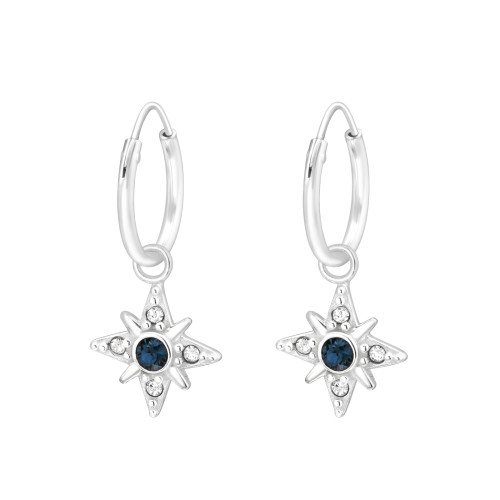Csillag forma karika fülbevaló, 925 ezüst
