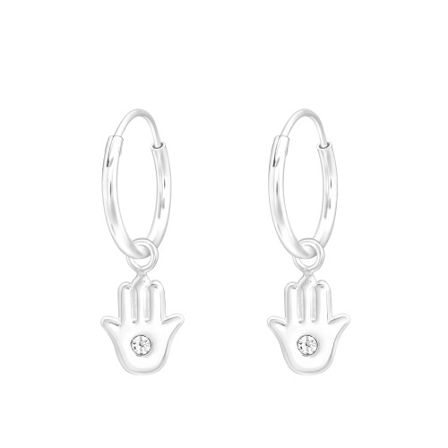Hamsa kéz karika fülbevaló, 925 ezüst