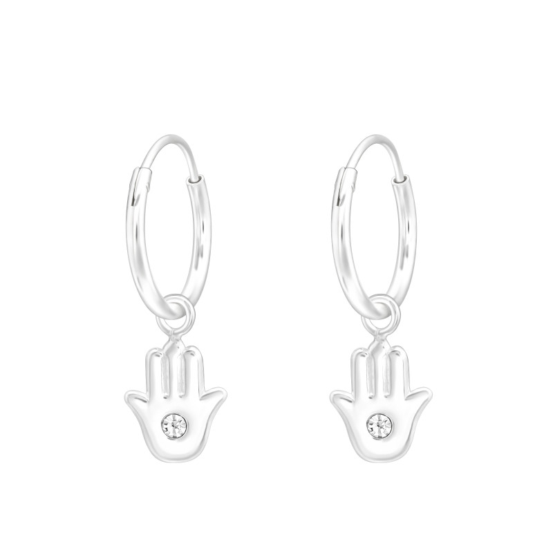 Hamsa kéz karika fülbevaló, 925 ezüst