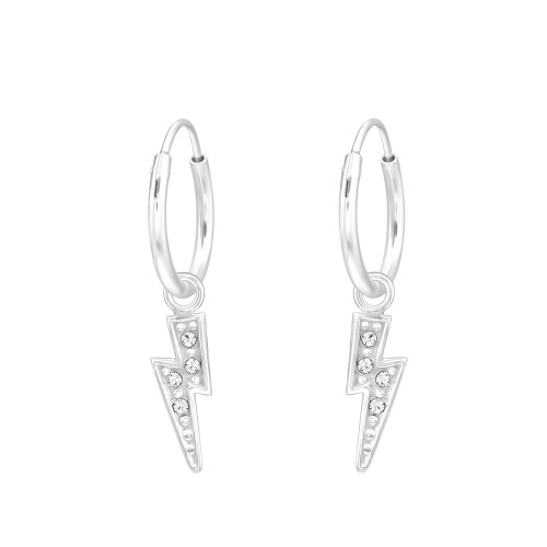 Villám kristályos karika fülbevaló, 925 ezüst