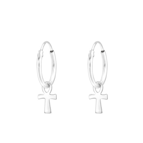 Kereszt karika fülbevaló, 925 ezüst