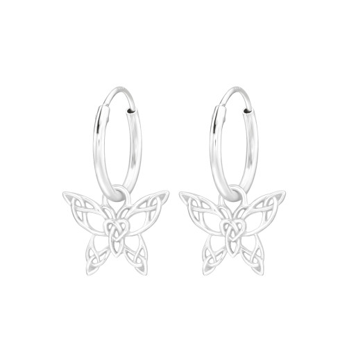 Pillangós karika fülbevaló, 925 ezüst
