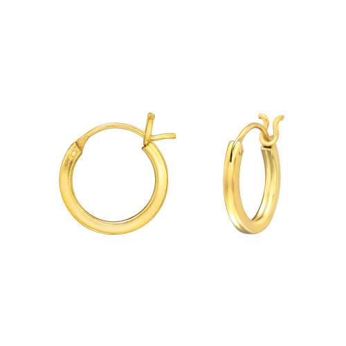 1.5 mm x 12 mm 24k aranyozott klikk kapcsos kicsi karika fülbevaló, 925 ezüst