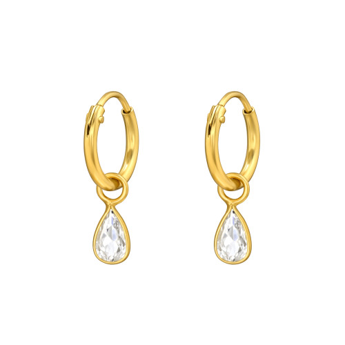 Csepp formájú 24k aranyozott ezüst karika fülbevaló