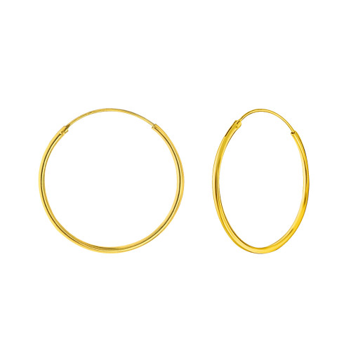 1.2 mm x 25 mm kicsi 24k aranyozott ezüst karikafülbevaló, 1 pár