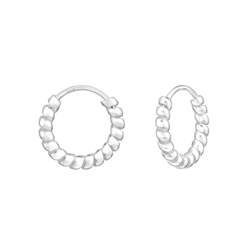 2 mm x 12 mm - Csavart vastag ezüst karikafülbevaló