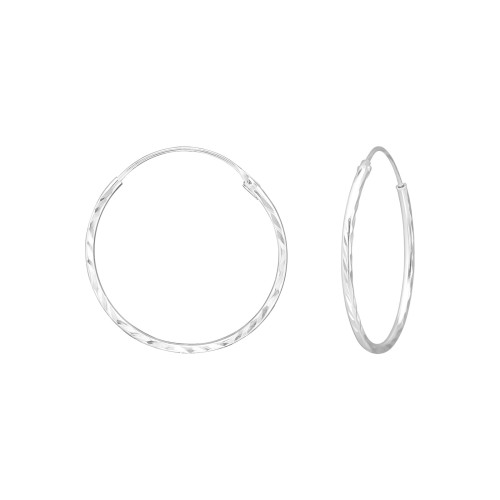 1.2 mm x 25 mm vonalkázott karika fülbevaló 925 ezüst