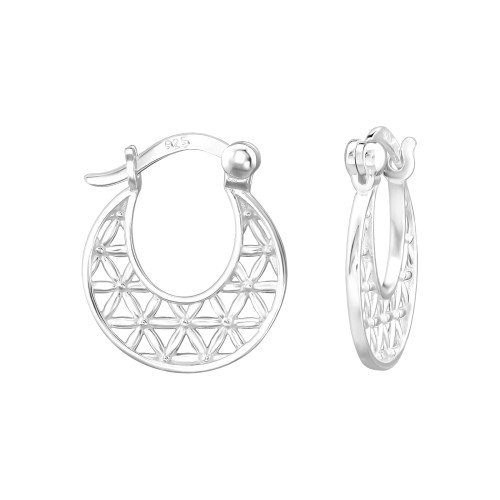 Rácsmintás francia záras karika fülbevaló 925 ezüst