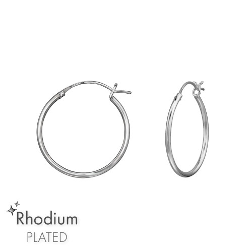 2 cm Alap ródium bevonatos karika fülbevaló 925 ezüst