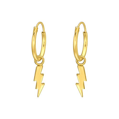 Villám 24k aranyozott karika fülbevaló 925 ezüst