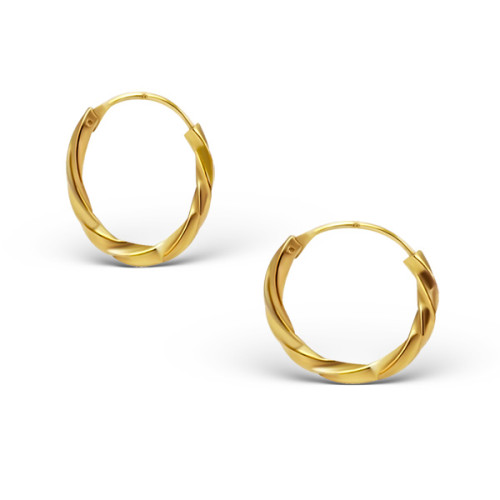 Sodrott aranyozott ezüst karikafülbevaló - 14 mm