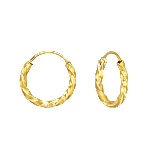 Sodrott aranyozott ezüst karikafülbevaló - 16 mm