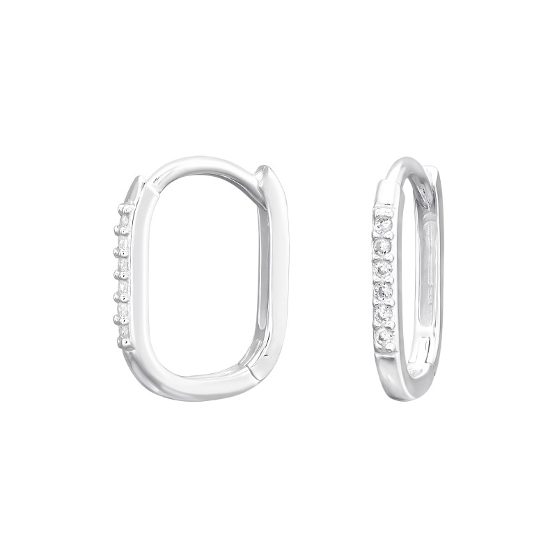 Huggies karika fülbevaló, ezüst, cirkónia köves, 1.5 mm x 13 mm, köves