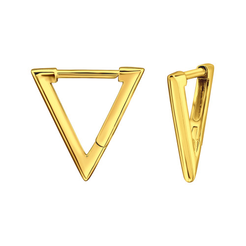 Háromszög Huggies karika fülbevaló, 24k aranyozott, ezüst