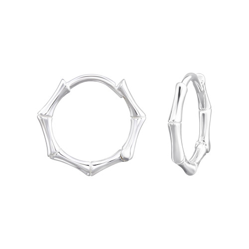 Szögletes Huggies karika fülbevaló, ezüst
