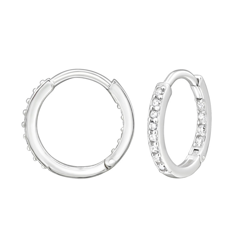 Huggies karika fülbevaló, ezüst, cirkónia köves, 1.5 mm x 12 mm, sima Huggies karika fülbevaló, ezüst, cirkónia köves, 1.5 mm x 12 mm, sima