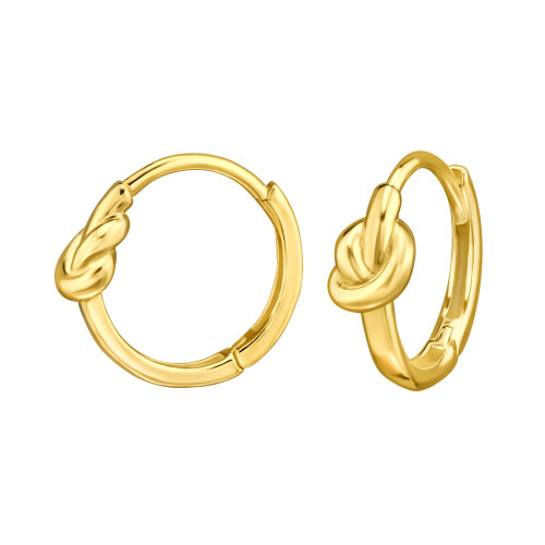 Csomó Huggies karika fülbevaló, 24k aranyozott, ezüst