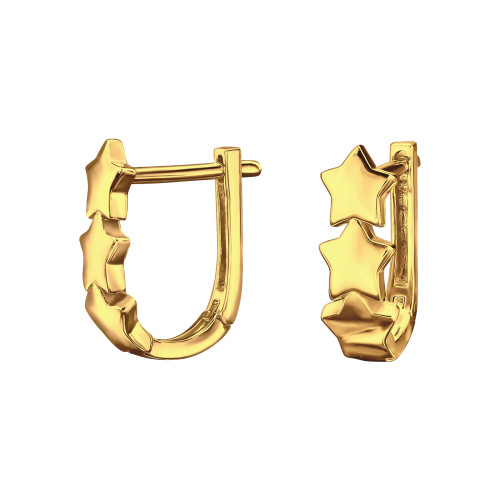 Csillagos Huggies karika fülbevaló, 24k aranyozott, ezüst